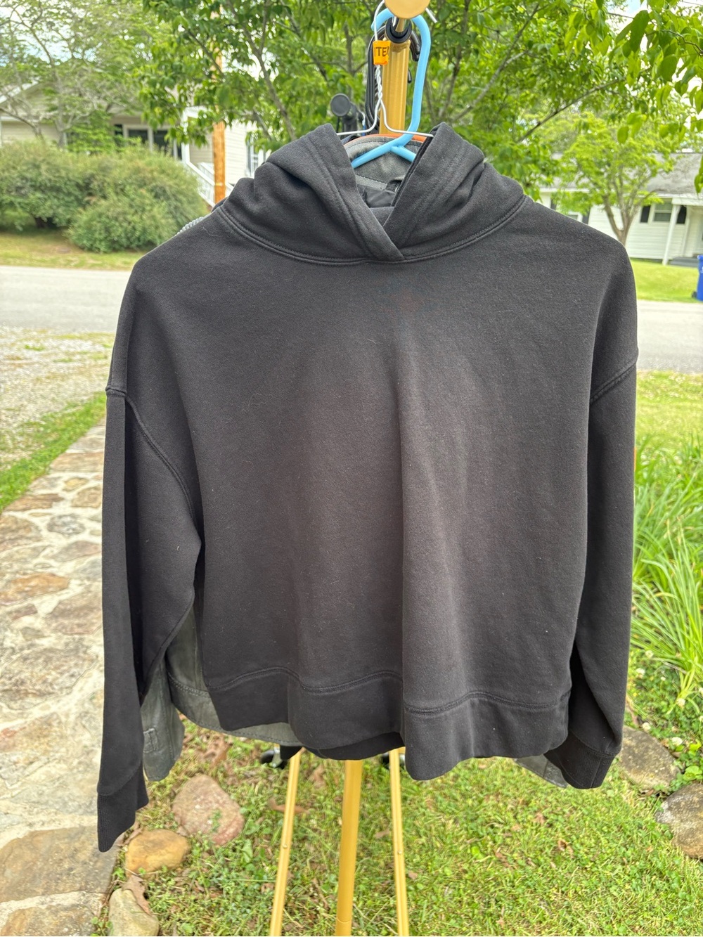 Zara Black Cropped Hoodie